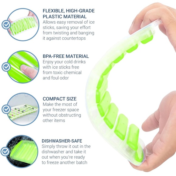 *NIP* 3 Pack Ice Stick/Cube Tray, Thin & Long for Sports/Water Bottles Silicone - Picture 3 of 13